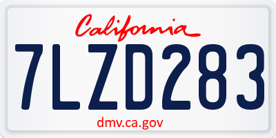 CA license plate 7LZD283