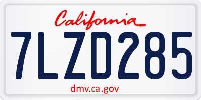CA license plate 7LZD285