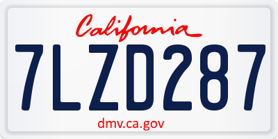 CA license plate 7LZD287