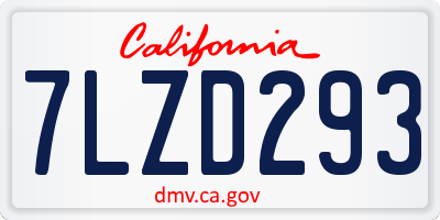 CA license plate 7LZD293