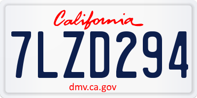 CA license plate 7LZD294