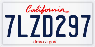 CA license plate 7LZD297