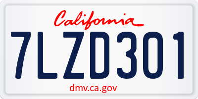 CA license plate 7LZD301