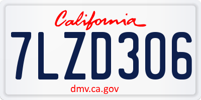 CA license plate 7LZD306