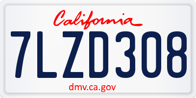 CA license plate 7LZD308