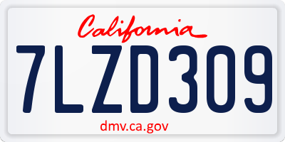 CA license plate 7LZD309