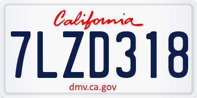 CA license plate 7LZD318