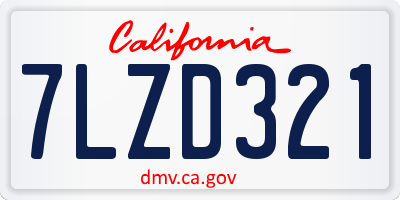 CA license plate 7LZD321