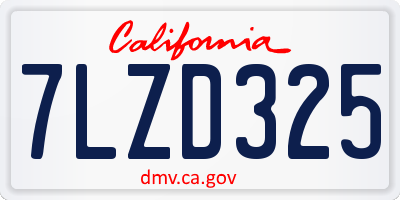 CA license plate 7LZD325