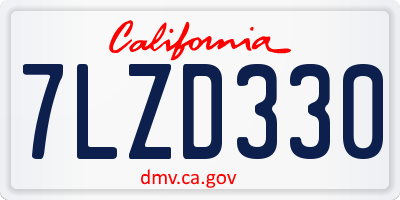 CA license plate 7LZD330