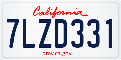 CA license plate 7LZD331