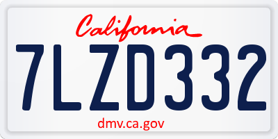 CA license plate 7LZD332