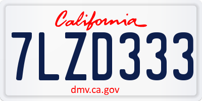 CA license plate 7LZD333