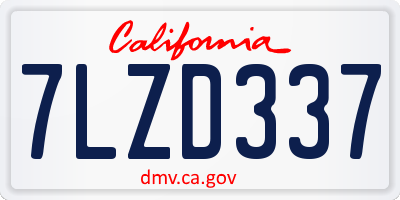 CA license plate 7LZD337