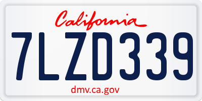 CA license plate 7LZD339