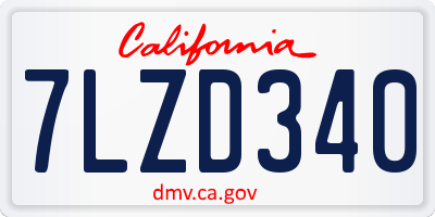 CA license plate 7LZD340