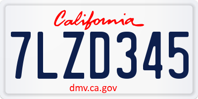 CA license plate 7LZD345