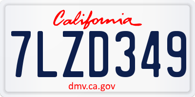 CA license plate 7LZD349