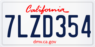 CA license plate 7LZD354