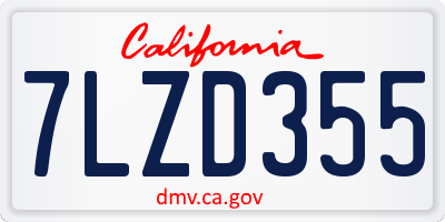 CA license plate 7LZD355