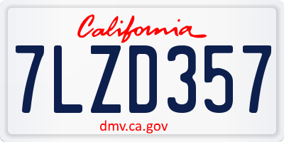 CA license plate 7LZD357