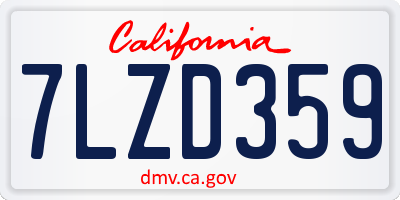 CA license plate 7LZD359