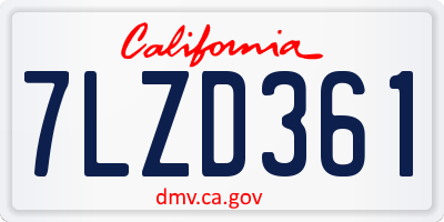 CA license plate 7LZD361