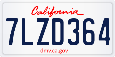 CA license plate 7LZD364