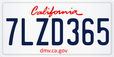 CA license plate 7LZD365