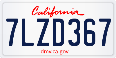 CA license plate 7LZD367