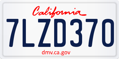 CA license plate 7LZD370