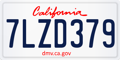 CA license plate 7LZD379