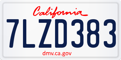 CA license plate 7LZD383