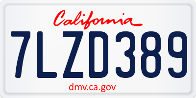CA license plate 7LZD389