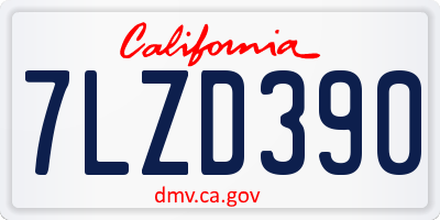 CA license plate 7LZD390