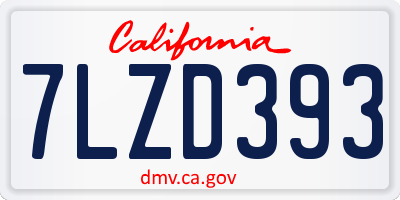 CA license plate 7LZD393