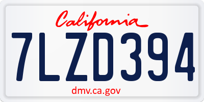 CA license plate 7LZD394