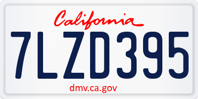 CA license plate 7LZD395