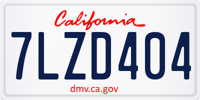 CA license plate 7LZD404