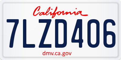 CA license plate 7LZD406