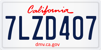 CA license plate 7LZD407