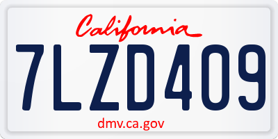 CA license plate 7LZD409