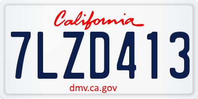 CA license plate 7LZD413