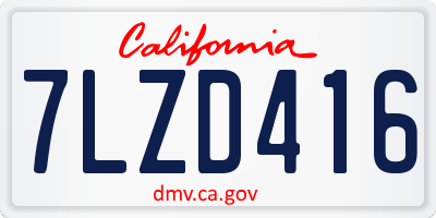 CA license plate 7LZD416