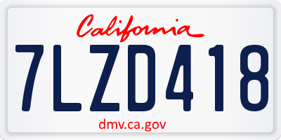 CA license plate 7LZD418