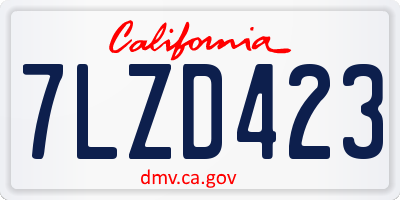 CA license plate 7LZD423