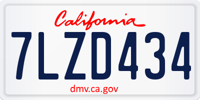 CA license plate 7LZD434
