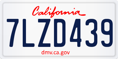 CA license plate 7LZD439