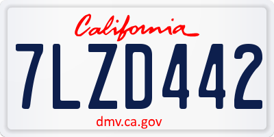 CA license plate 7LZD442