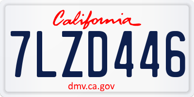 CA license plate 7LZD446